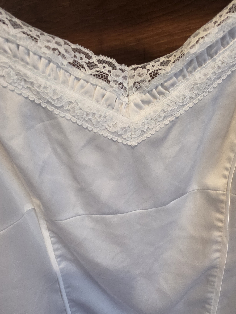White House Black Market White Lace-Trim Satin Camisole - Picture 4 of 8